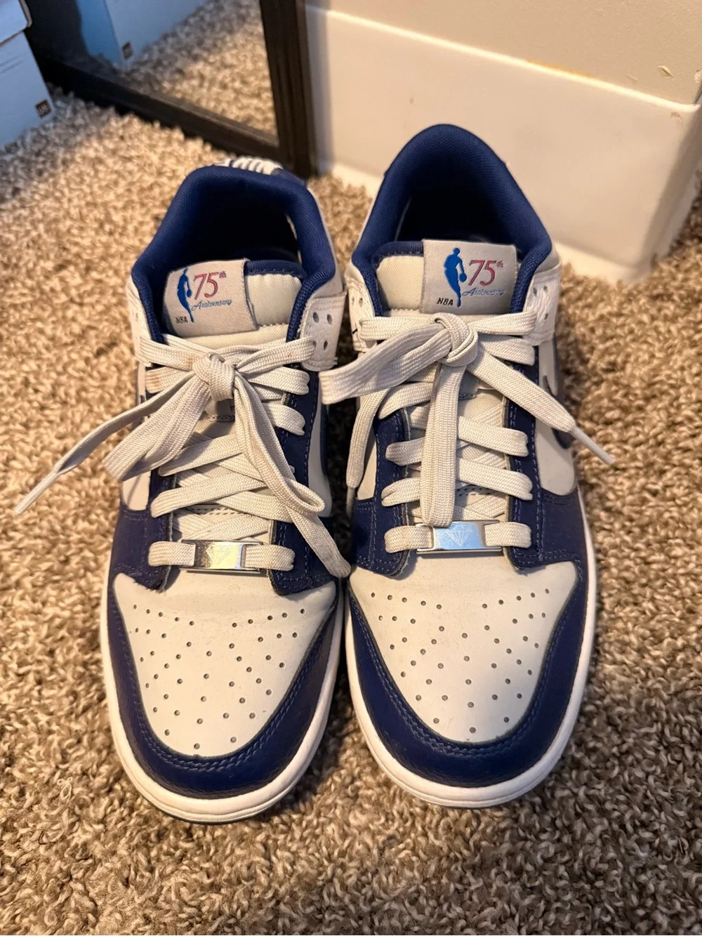75th NBA Anniversary Nike Kids Low-Top Sneakers in Navy and Grey